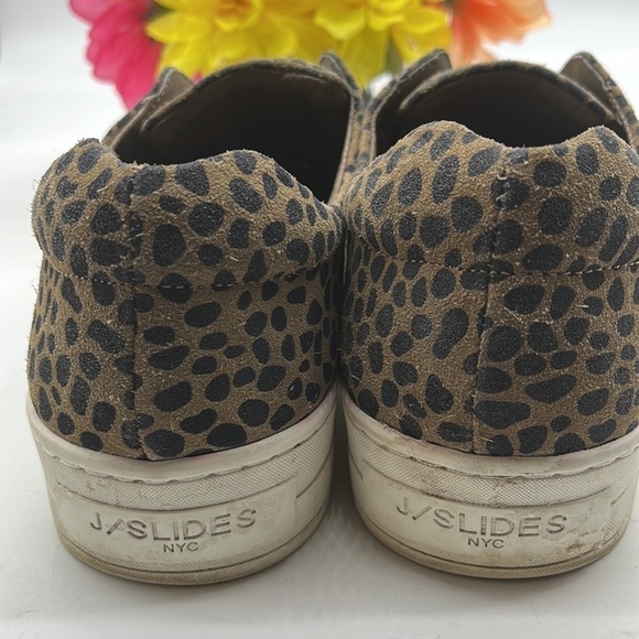 J/Slides Cheetah Animal Print Slip On Platform Leather Loafer Sneaker Sz 10 - Picture 4 of 9